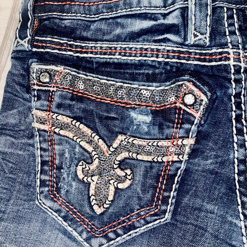 ROCK REVIVAL WINDIE SHORTS FACTORY CUT OFFS SEQUINS RHINESTONES LEATHER 24 - Picture 8 of 8